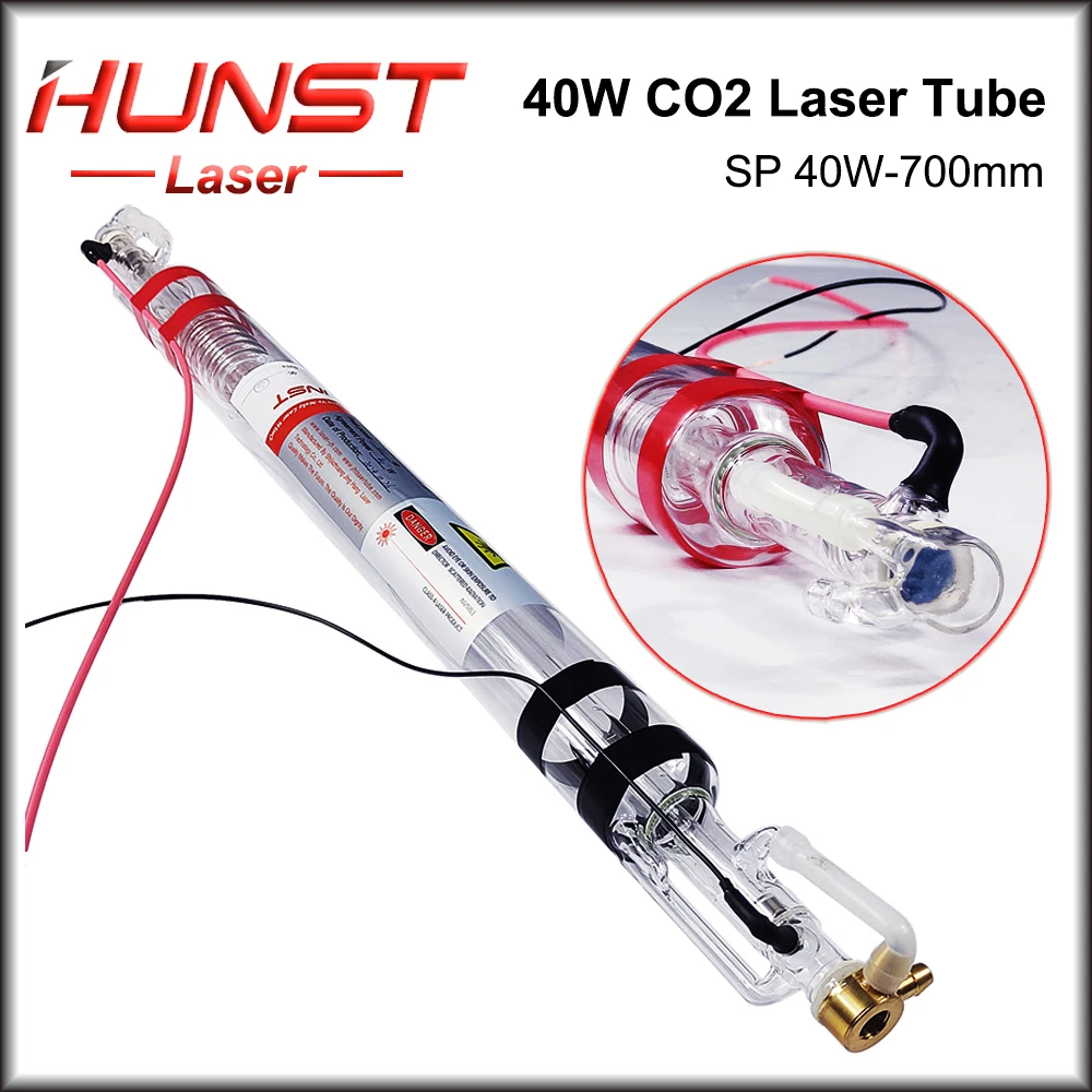 

Hunst SP 40W Co2 Laser Tube Diameter 50mm Laser Lamp Length 700mm For Engraving Cutting Machine