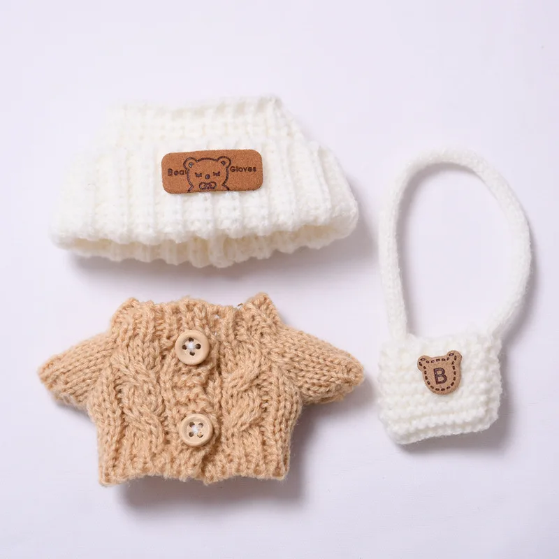 ل 17 سنتيمتر V1/V2 Labubu الملابس الزي Labubu يجلس حفلة الدب التسمية وشاح قبعة زر سترة شورتات جينز دمى اكسسوارات