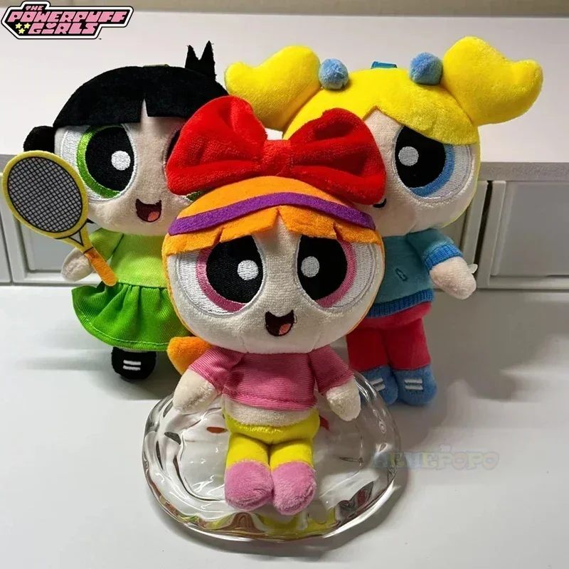 15 cm Sport Series Powerpuff Girls Plüsch-Schlüsselanhänger, süßer Anhänger, beliebte Cartoon-Puppe, Tasche zum Aufhängen, Geschenk