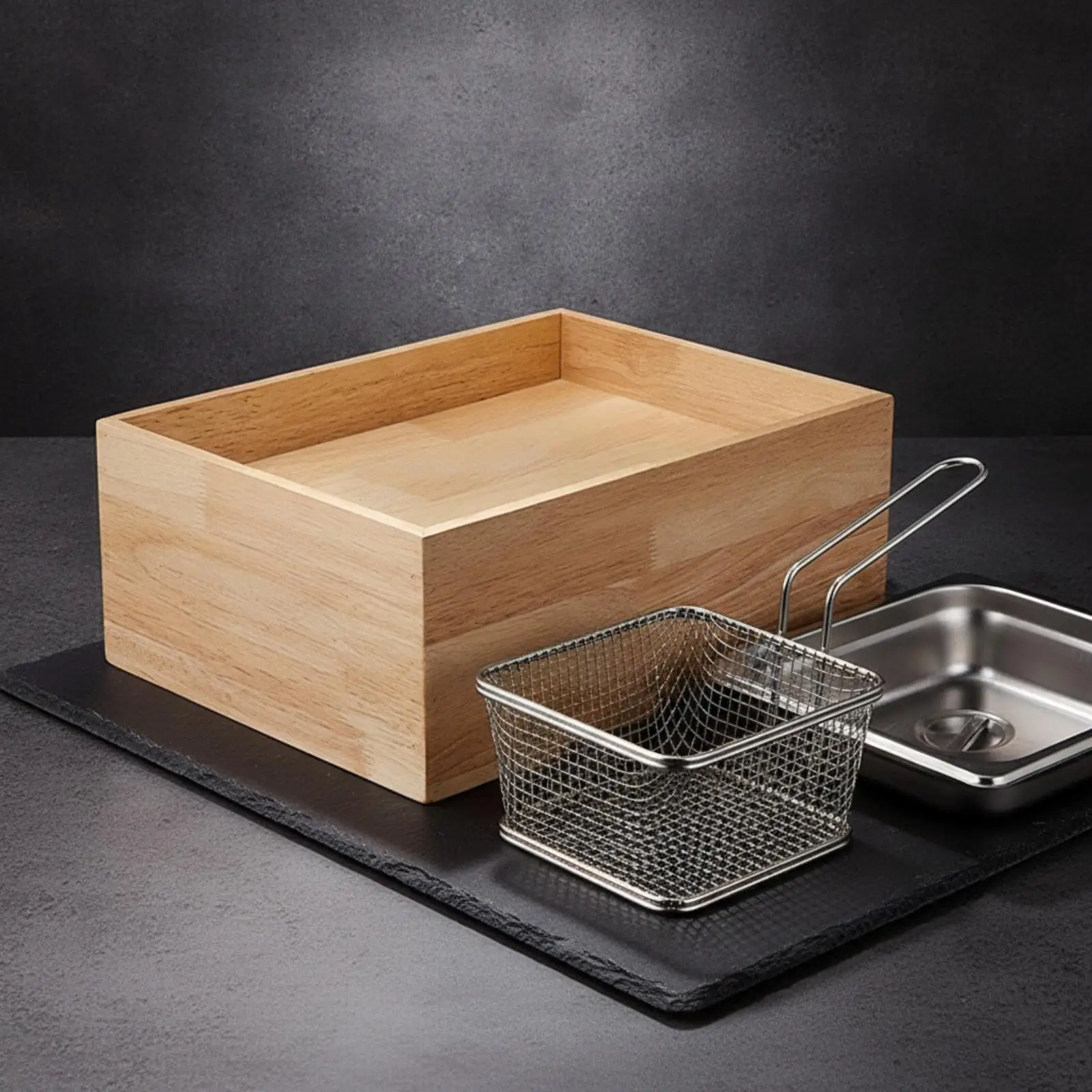 Rustic Wooden Bread Storage Box Buffet Serving Basket for Breakfast Bar and Party Setup