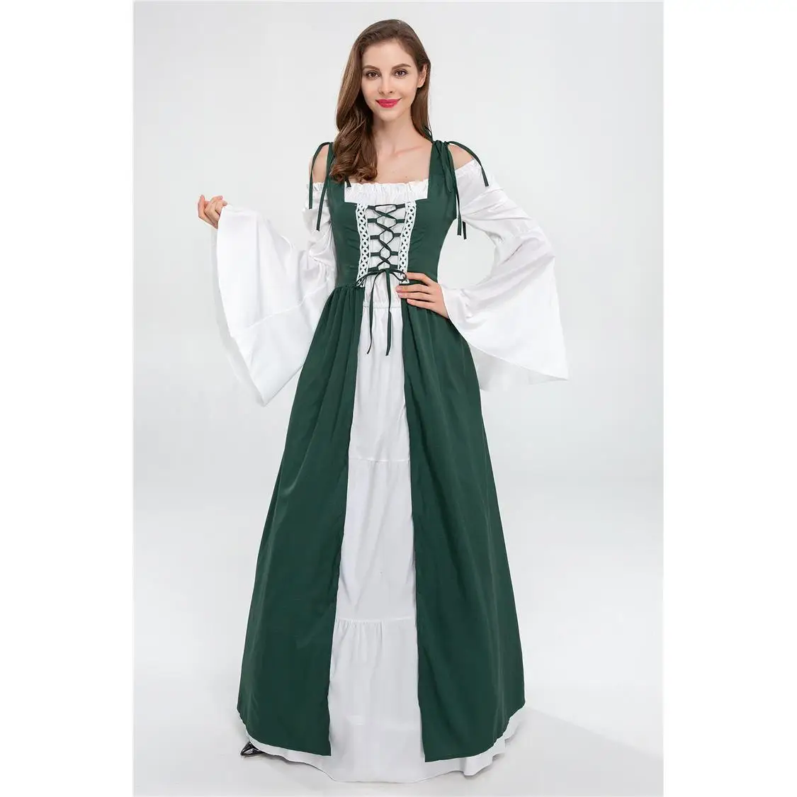 

Sweet Medieval Court Sle Spliced Dr 2025 Spring Season Cross-Border loween Series Ele Gown for Ladies