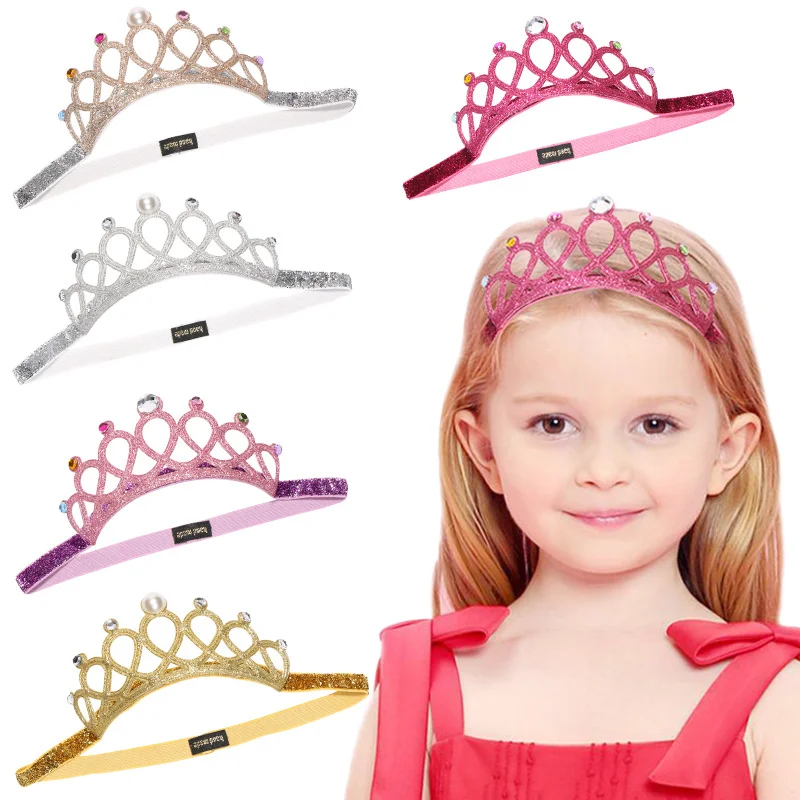 

Children's Crown Headband Sweet Princess Hair Accessory Manufacturer Fashionable Baby Glitter Pink Rhinestone Children Headband