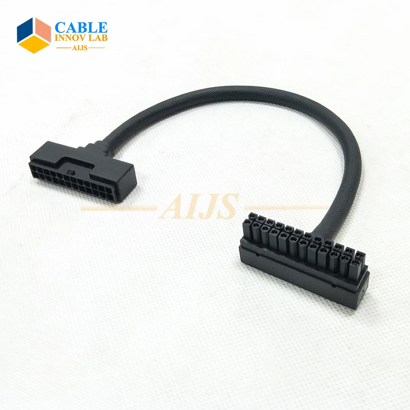 Black Style AIJS Computer Motherboard ATX 24Pin Extension Cable With ARGB For PSU Cable One Single Design