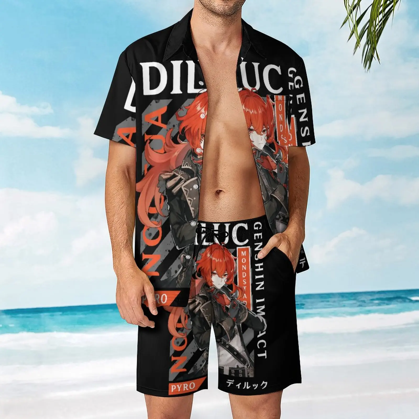 Diluc Genshin Impact Classic in vendita tuta da spiaggia da uomo di alta qualità 2 pezzi vestito Vintage uscire taglia USA