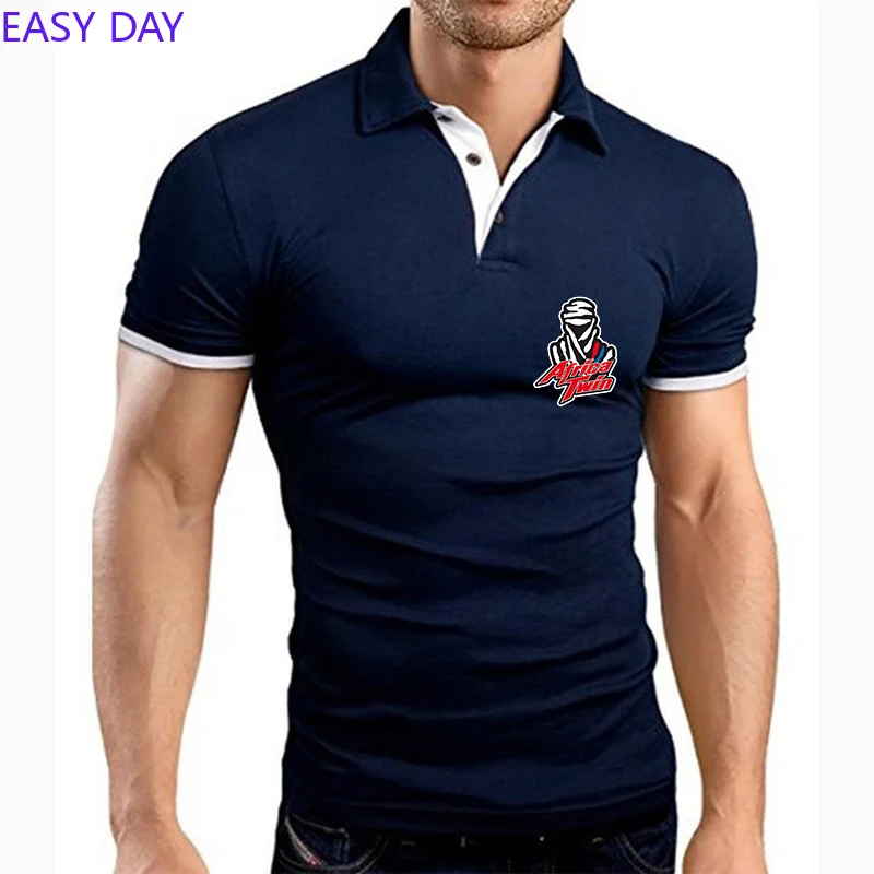 2024 Summer Men's Africa Twin Crf 1000 L Crf1000 Logo Printed Solid Color High Quality Streetwear Casual Quick Drying Polo Shirt