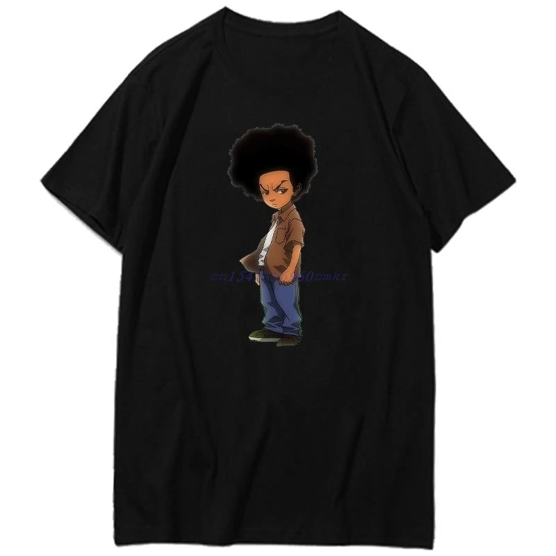 Boondocks Rapper Huey Freeman Grafik-T-Shirt für Herren, Baumwolle, kurzärmelig, Sommermode, Freizeithemd, Streetwear