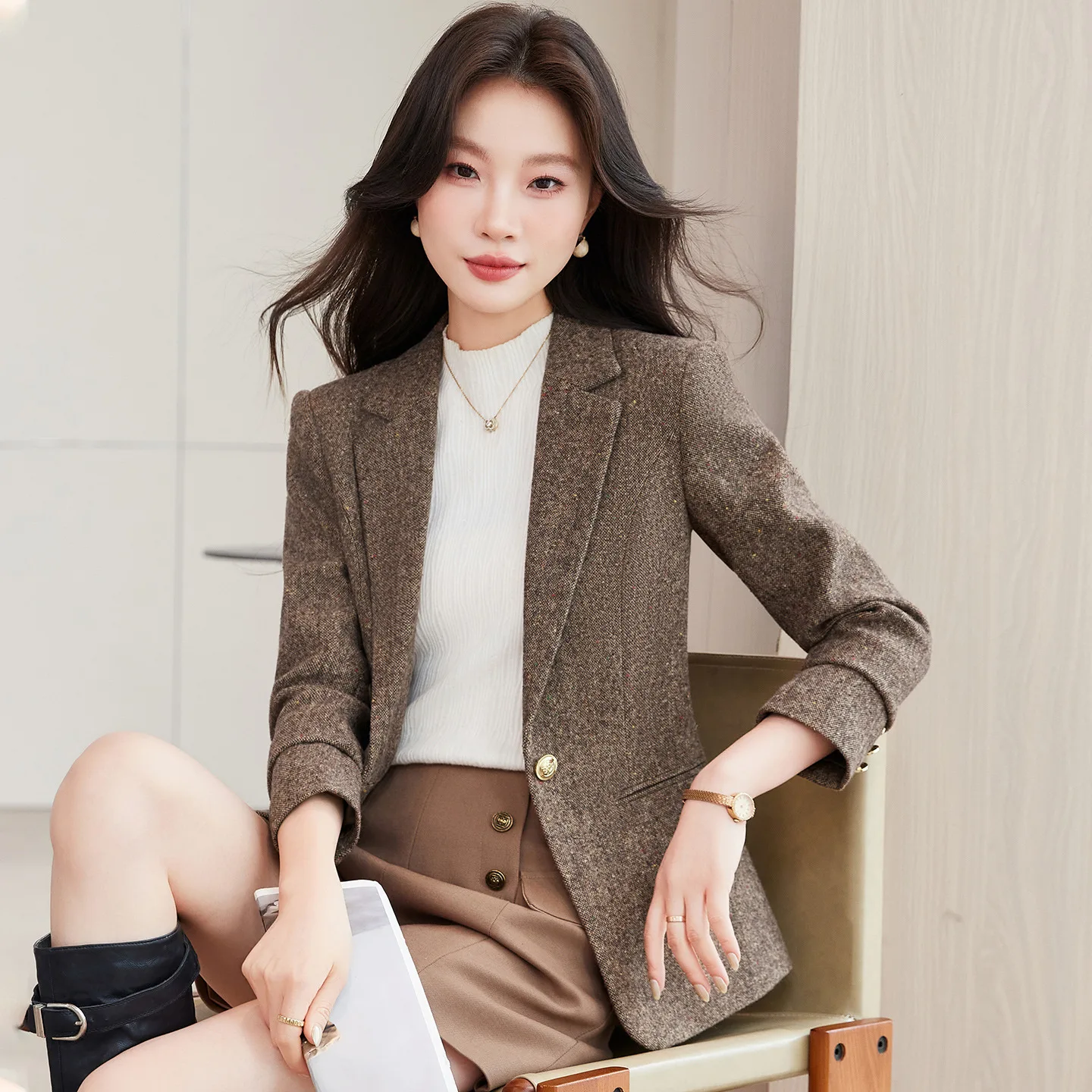 Women Blazer Jacket Spring Autumn Fashion Ladies Long Sleeve Office Suit Coat Design Sense High Quality Female Outerwear Tops
