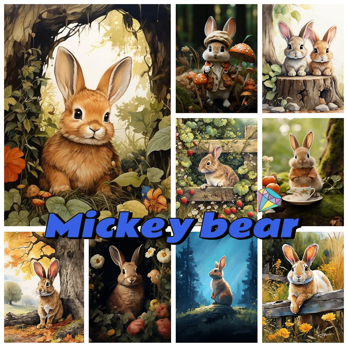 

Cute Rabbit 5D Diamond Painting Kit Cartoon Animal Diy Diamond Embroidery Cross Stitch Interesting Kid Hand Gift Home Wall Decor