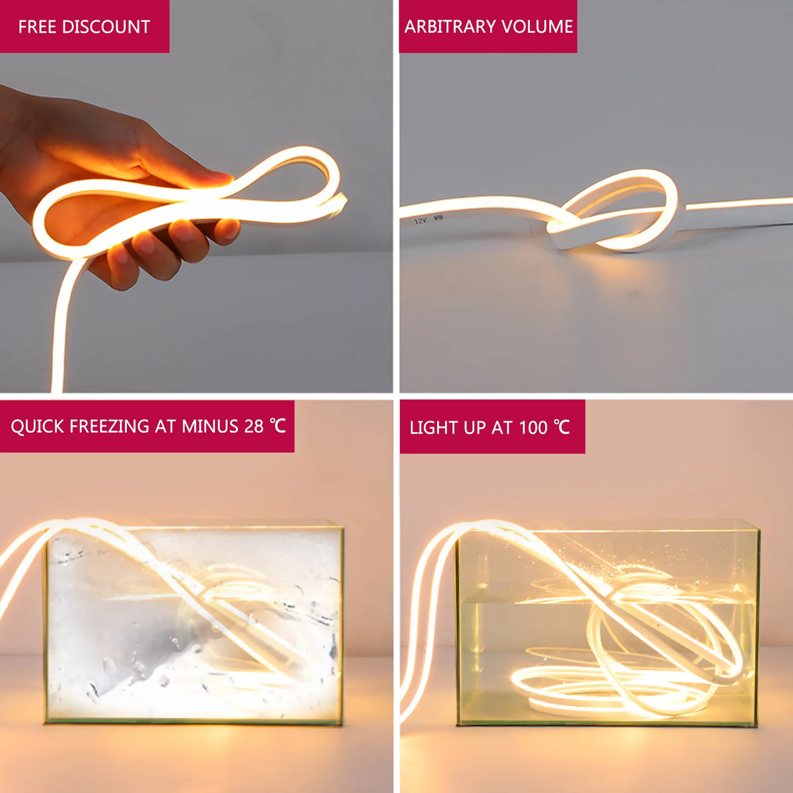 

LED Silicone Light Strip Useful Neon Wearable Decorative Lamp Lights Waterproof Copper