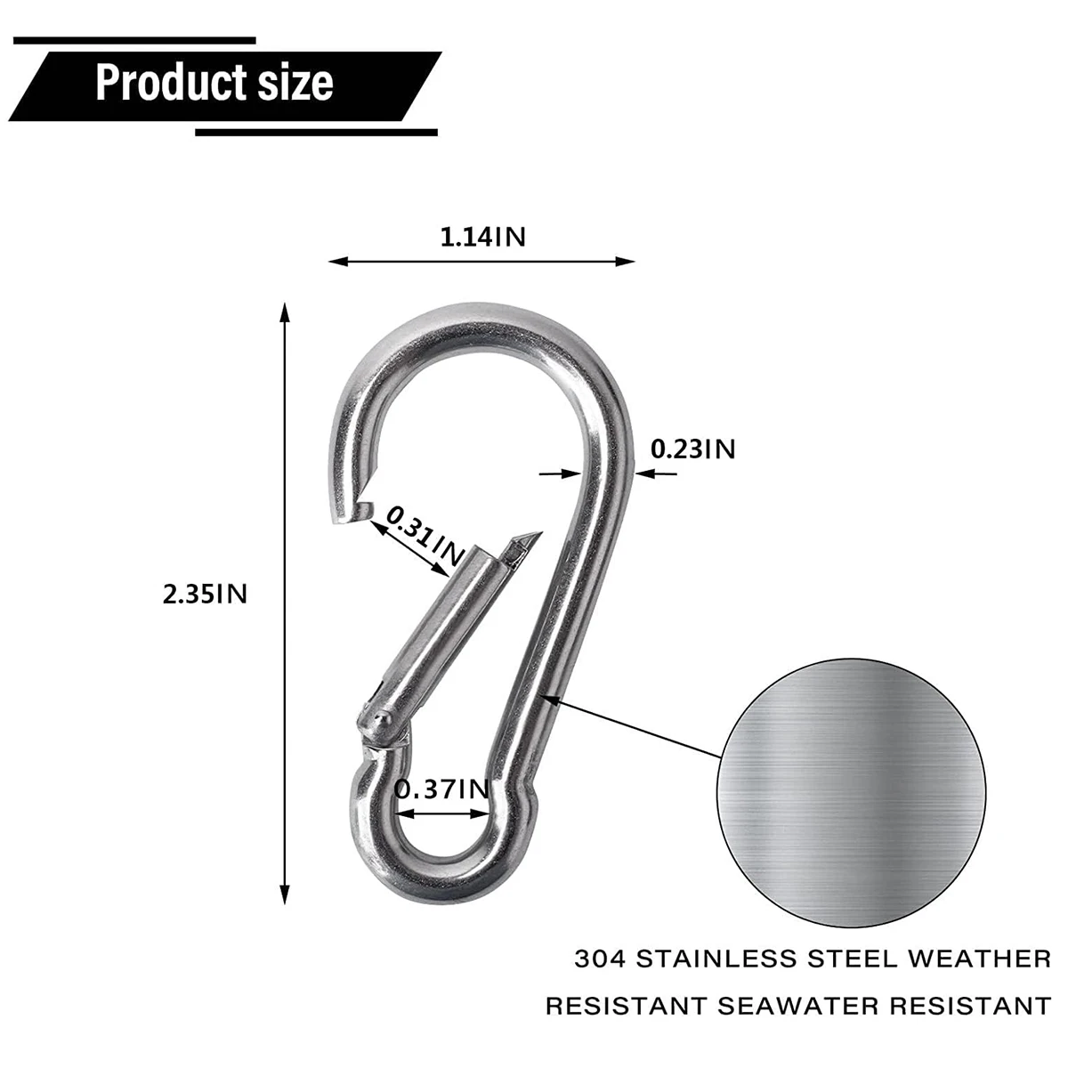 304 Stainless Steel Spring Snap Hook -  Key Ring Buckle outdoor 300 Lbs Heavy Duty safety hook hoist buckle chain buckle pet rop