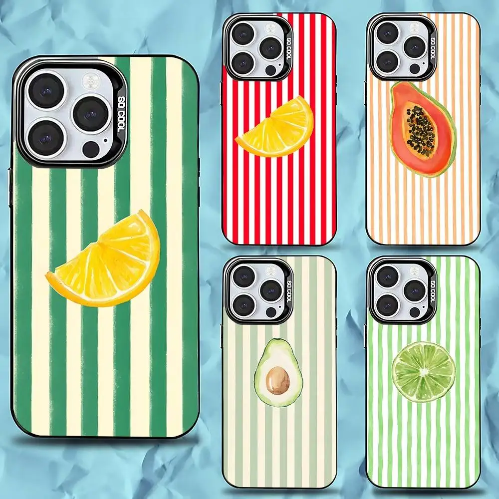 

Fresh Summer Fruit Lemon Cherry Phone Case For iPhone 17,16,15,14,13,12Pro,Max,Plus,Mini,XS,SE Anti Fall Black Matte Hard Bumper