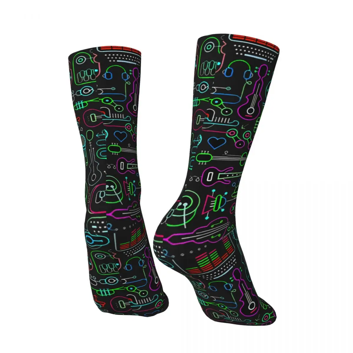 Vintage Step Art Men's Socks Rock And Roll Music Unisex Street Style Pattern Printed Happy Crew Sock Gift