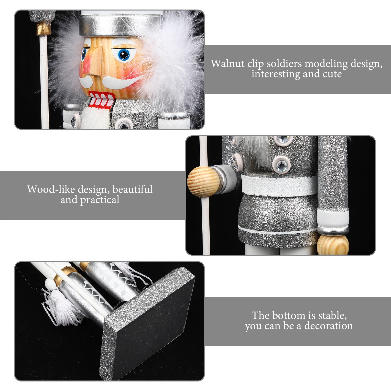 

Wooden Christmas Ornament Holiday Tabletop Decoration Puppet Xmas Figure Desktop Wood Nutcrackers Craft Festive Home Office