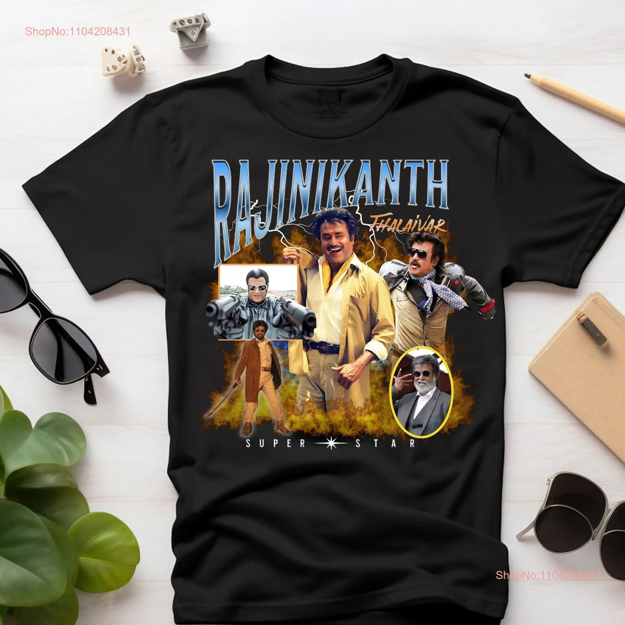 Rajinikanth actor l Tamil Indian Super Star Bollywood Tollywood Desi Thalaivar Garment Dyed T shirt long or short sleeves