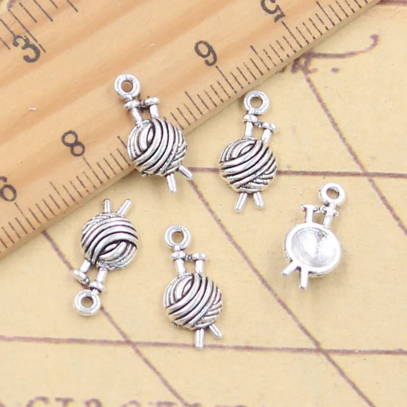 30pcs Charms Yarn Ball Knit Crochet 16x7x3mm Tibetan Silver Color Pendants Antique Jewelry Making DIY Handmade Craft