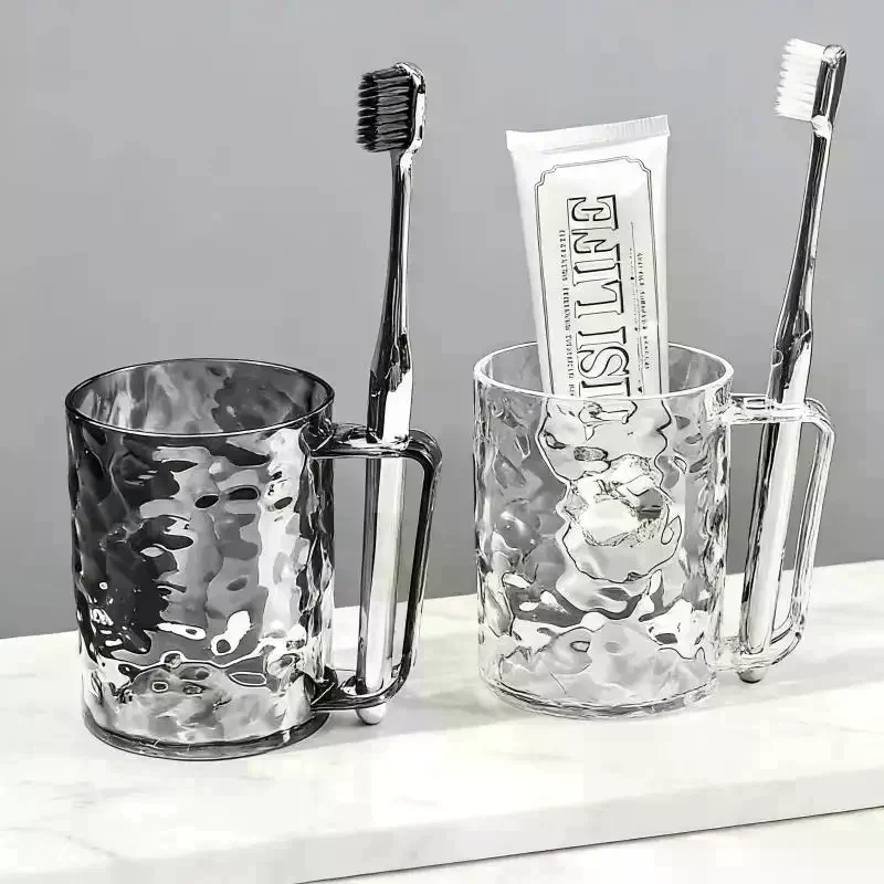 Plastic Mouthwash Toothbrush Cup With Handle Home Bathroom Tumblers Portable Mug Transparent Toothbrush Holder