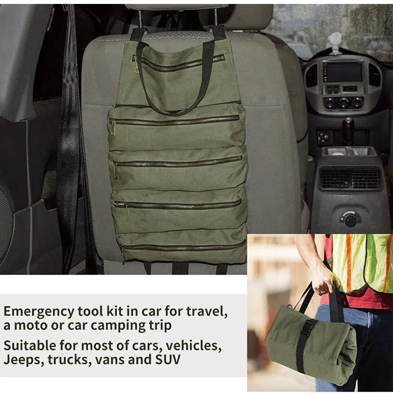 2026 Portable Oxford Cloth Tool Bag Zipper Tool Organizer Bucket Hanging Storage Bag for Automotive Motorcycle Outdoor Camping