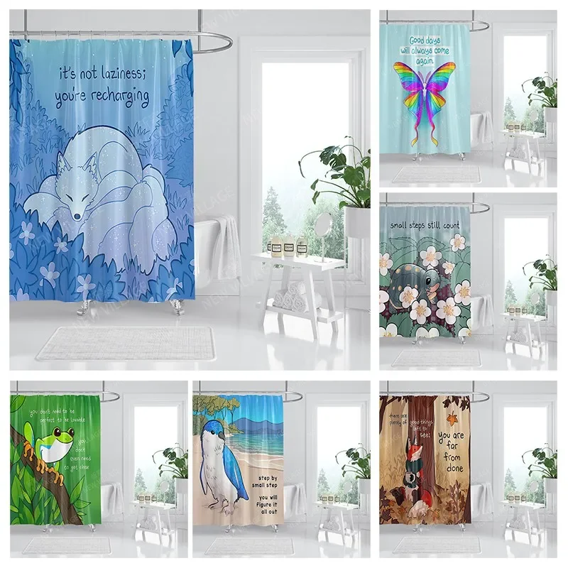 

Waterproof fabric shower curtains Bathroom curtain accessories 180x200 Bath curtain for shower 240*200 cartoon cute decoration