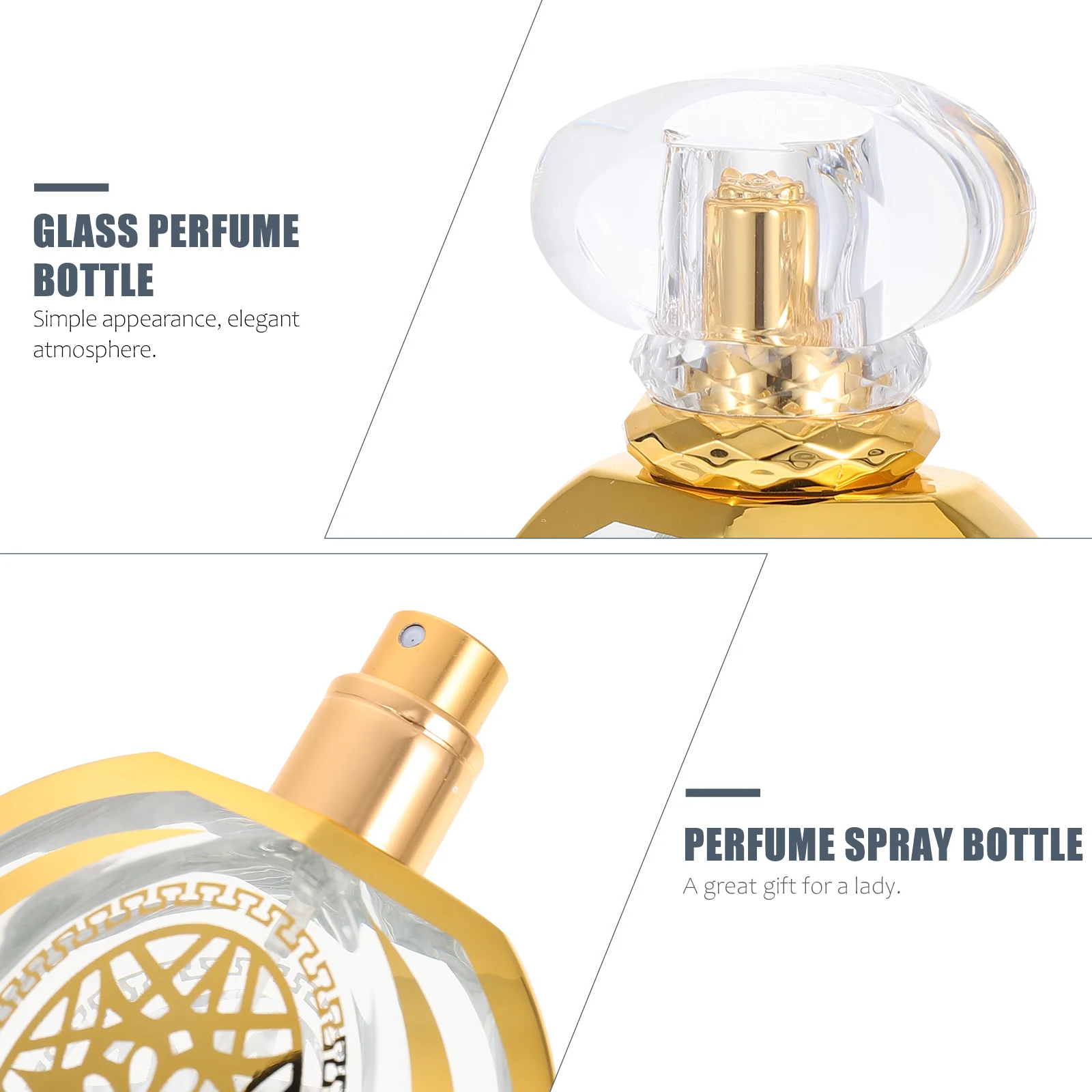 

50Ml Gold Foil Glass Perfume Bottle Refillable Portable Spray Container for Essential Oil Fragrance Travel Gift Ideal Home