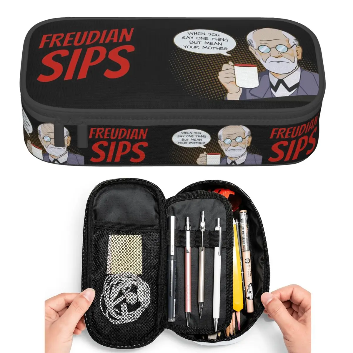 Freudian Sips- Psychology Design Pencil Cases for Student Pen Box Pencil Bag Big Capacity Pencil Pouch Pen Holder