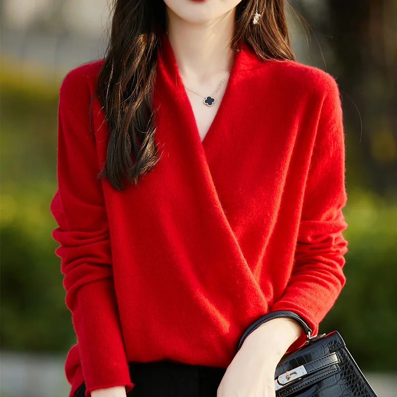 سترة كيمونو محبوكة جديدة لخريف وشتاء 2024 للسيدات من الصوف الخالص غير رسمية للتنحيف متعددة الاستخدامات