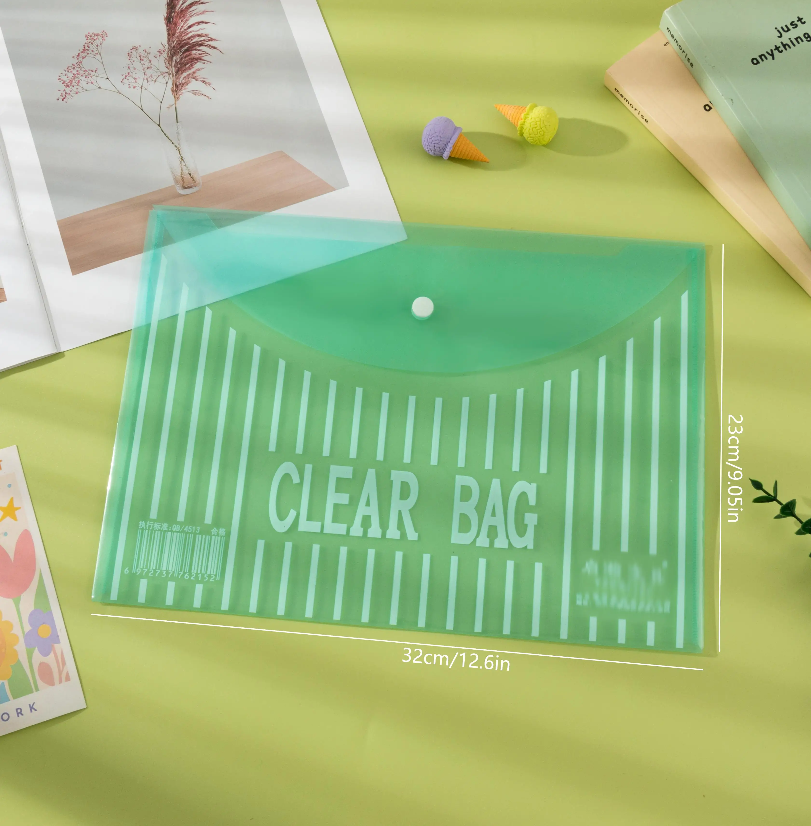 20 件装 A4 File Bags, Large Capacity Thickeneded Transparent Storage Bags, Waterproof and Moisture-Proof Extra-Thick Snap-On Inf