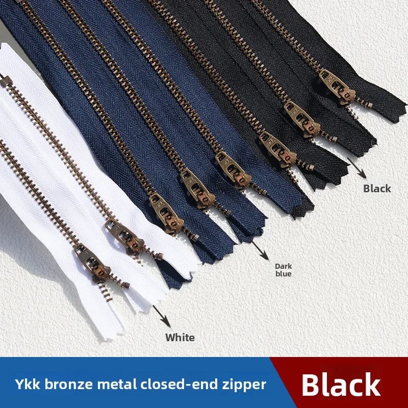100 Pieces YKK Copper Zipper 3YG Closed Tail Gold Copper Bronze No. 3 Metal Zipper Y-shaped Jeans Spring Head