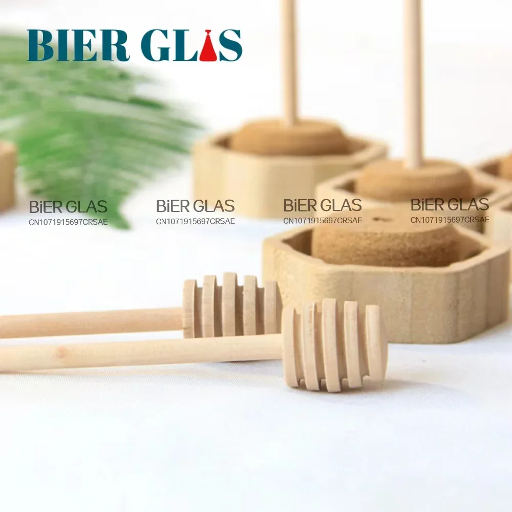 100ml 6pcs 8pcs 10pcs Honey Jar with Dipper Small Bottle Glass Bamboo Lid and Wooden Spoon Packaging Home Wedding Gift Wholesale