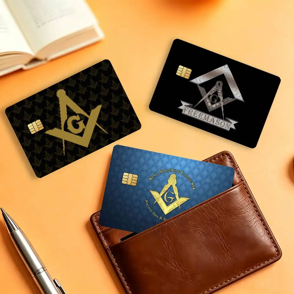 Fashion Gold F-freemason Logo Waterproof Card Stickers For Credit Cards Debit Cards And Transit Cards 4pcs