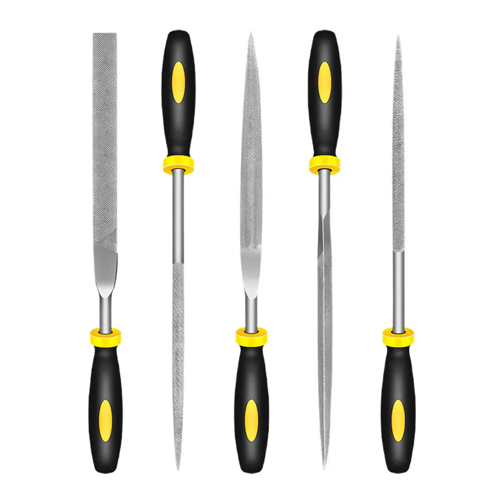 5 pcs Steel File Set Sturdy Hardened Tools High Temperature Abrasion Resistant For Wood Carving Metal Polishing Stone Shaping