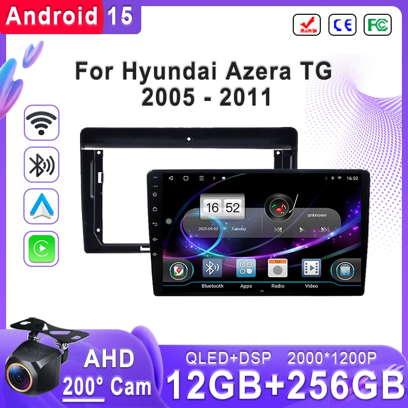 

Android 15 2K Incell Screen For Hyundai Azera TG 2005 - 2011 Multimedia Stereo Head Unit GPS Navigation High-performance CPU BT
