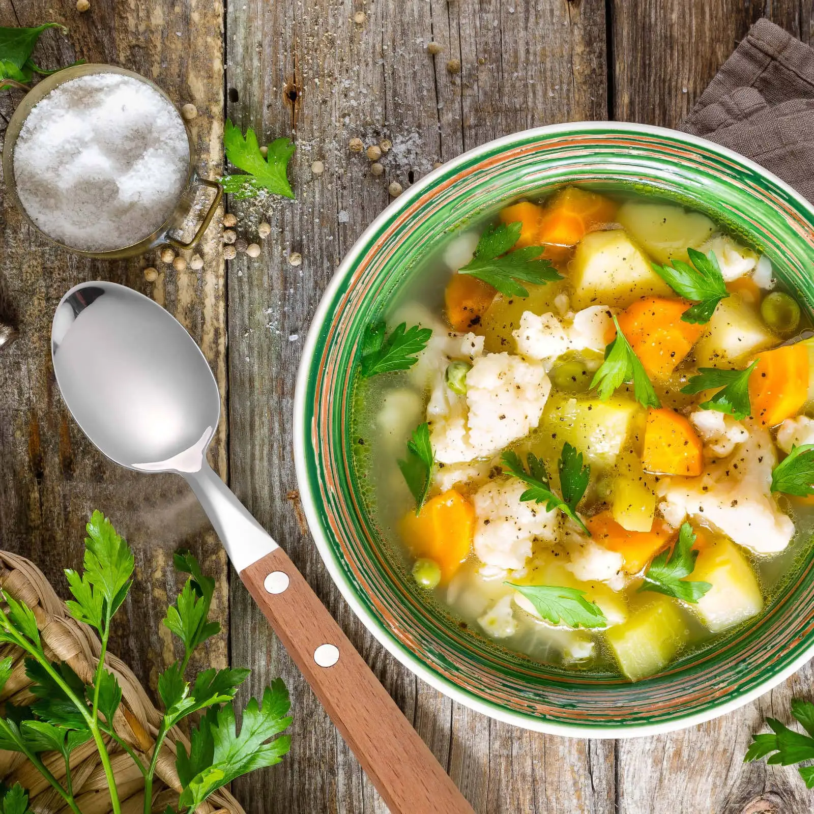 

5pcs Stainless Steel Dessert Scoops Wooden Handles Smooth Corrosion Resistant For Cake Watermelon Snowball Pitaya Tea