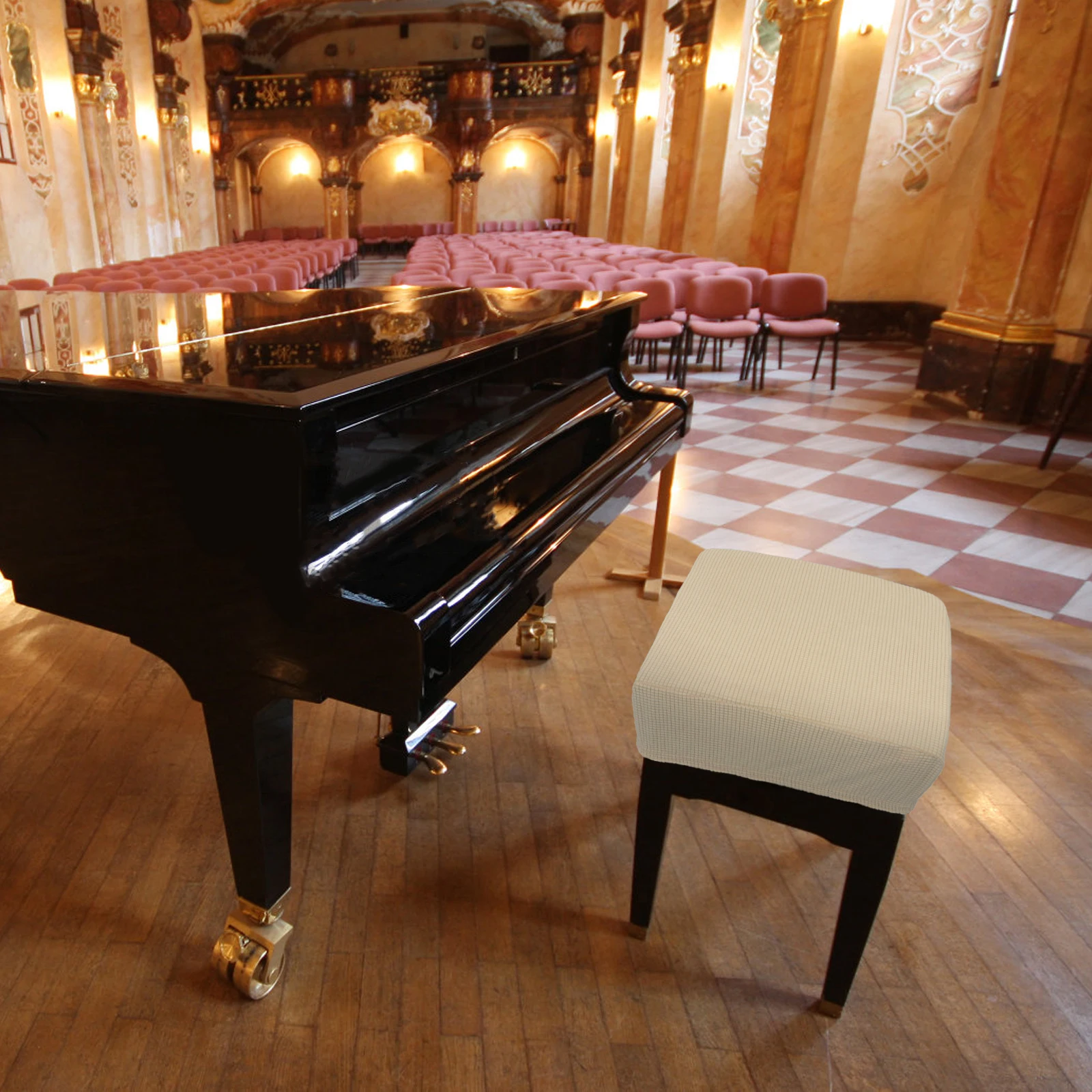 

Piano Stool Solid Color Bench Seat For Home Hotel Universal Piano Dust Cover Decoration Stretch Chair Cover