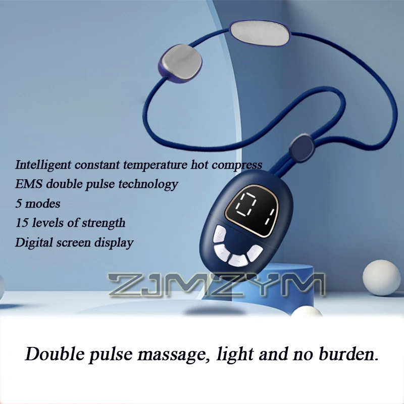 Multi-functional Pendant Massager LCD EMS Double Pulse Massage Instrument Warm Body Shoulder Acupuncture Massage Apparatus