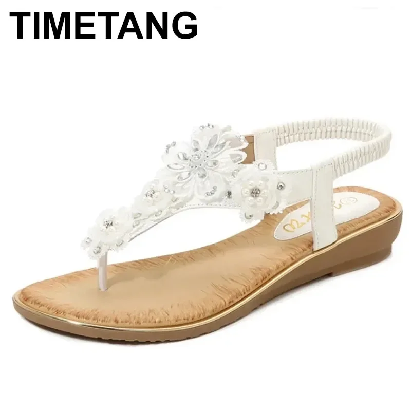 Summer Women Sandals Open Toe Flowers Bohemian Sandals Women Shoes  Fashion Flip Flops Sandalias Ladies Flat Chaussure Femme