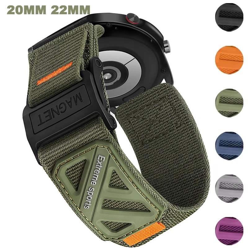 Bracelet magnétique en nylon de 20 mm et 22 mm pour Huawei Watch GT6 GT5 4Pro 3 46MM, pour Amazfit Balance 2, pour OnePlus Watch 3 2 2R