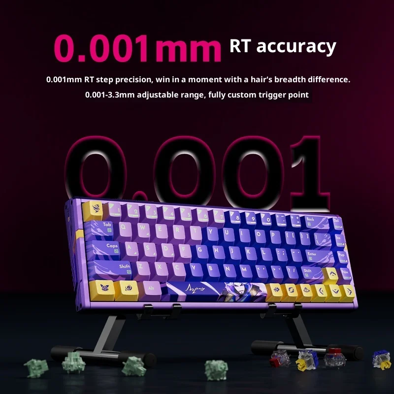 لوحة مفاتيح أصلية Atk Rs6 ذات محور مغناطيسي احترافية للرياضات الإلكترونية لوحة مفاتيح كمبيوتر ميكانيكية من الألومنيوم لوضع واحد عالي الجودة