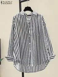 ZANZEA Fashion Lapel Neck Long Sleeve Striped Shirt Women Autumn Blouse Elegant Casual Work Blusas Female Buttons Down Tops 2024