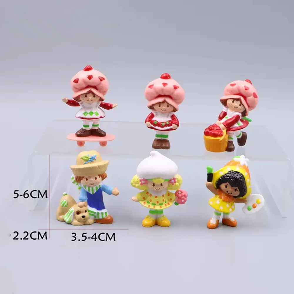 Figura de chica fresa de 6Cm, muñeco de Anime Kawaii Vintage, decoración decorativa para pastel, juguetes de Navidad DIY, regalos para niños