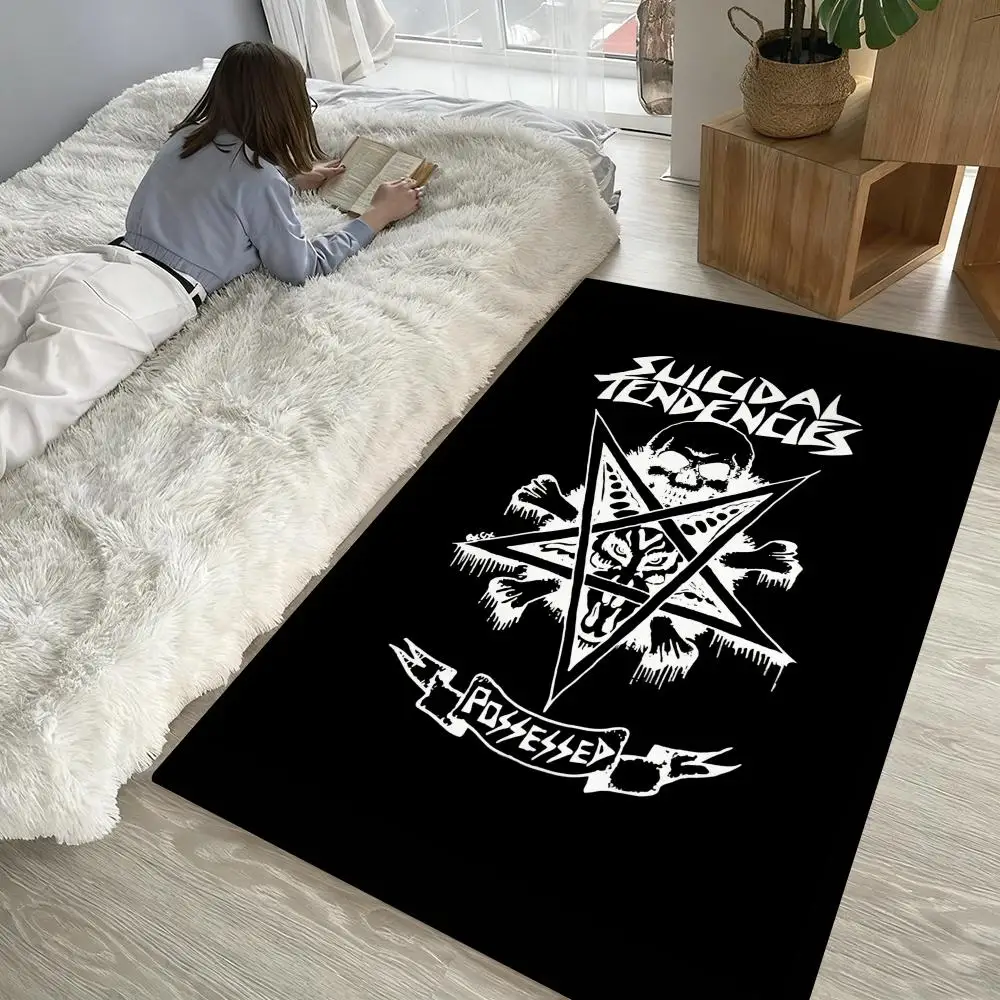 

S-Suicidal-Tendencys Heavy Rock Floor Mat Soft Thickened Non-Slip Door Mat for Living Room Home Decor Flannel Rugs