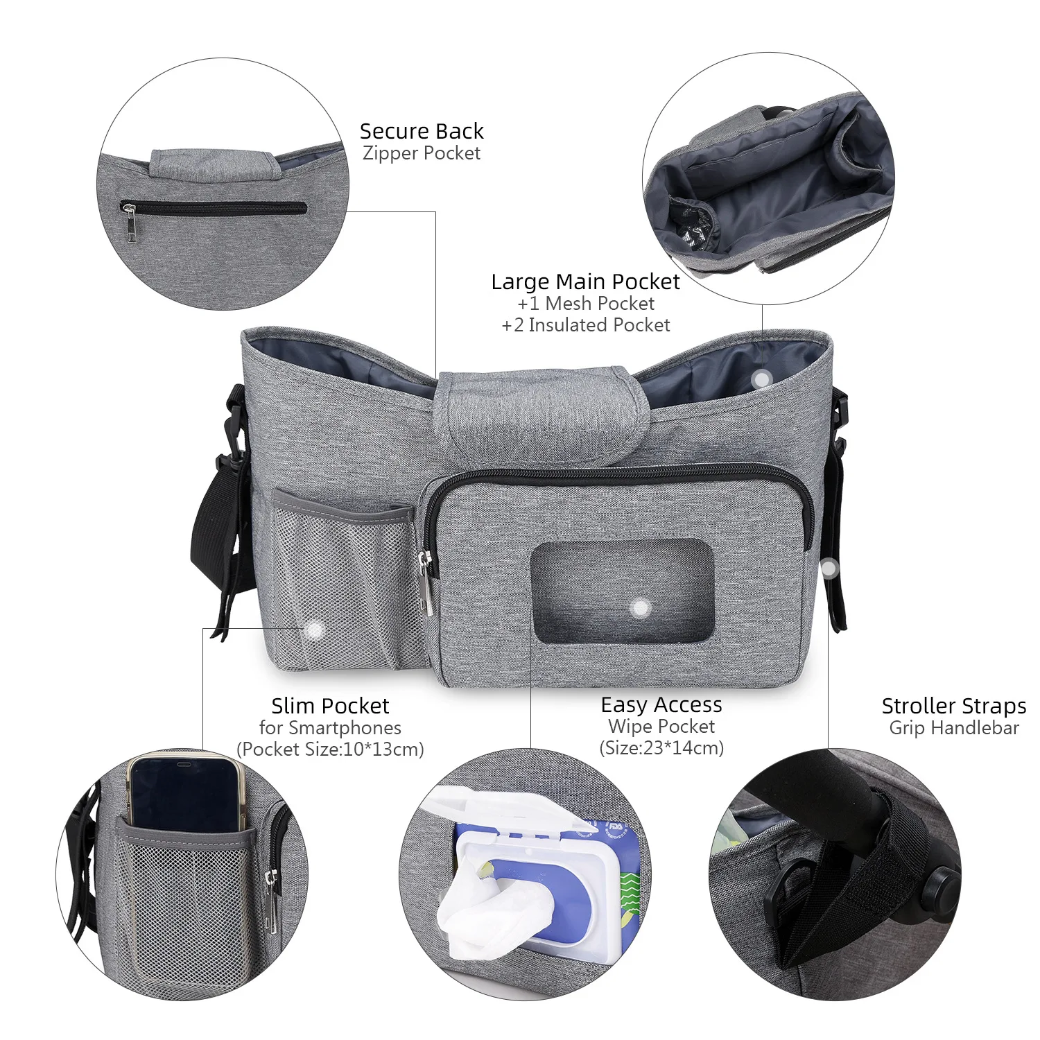 Baby stroller bag mother and baby travel outdoor stroller storage bag one shoulder Mommy bag wet towel paper extraction function