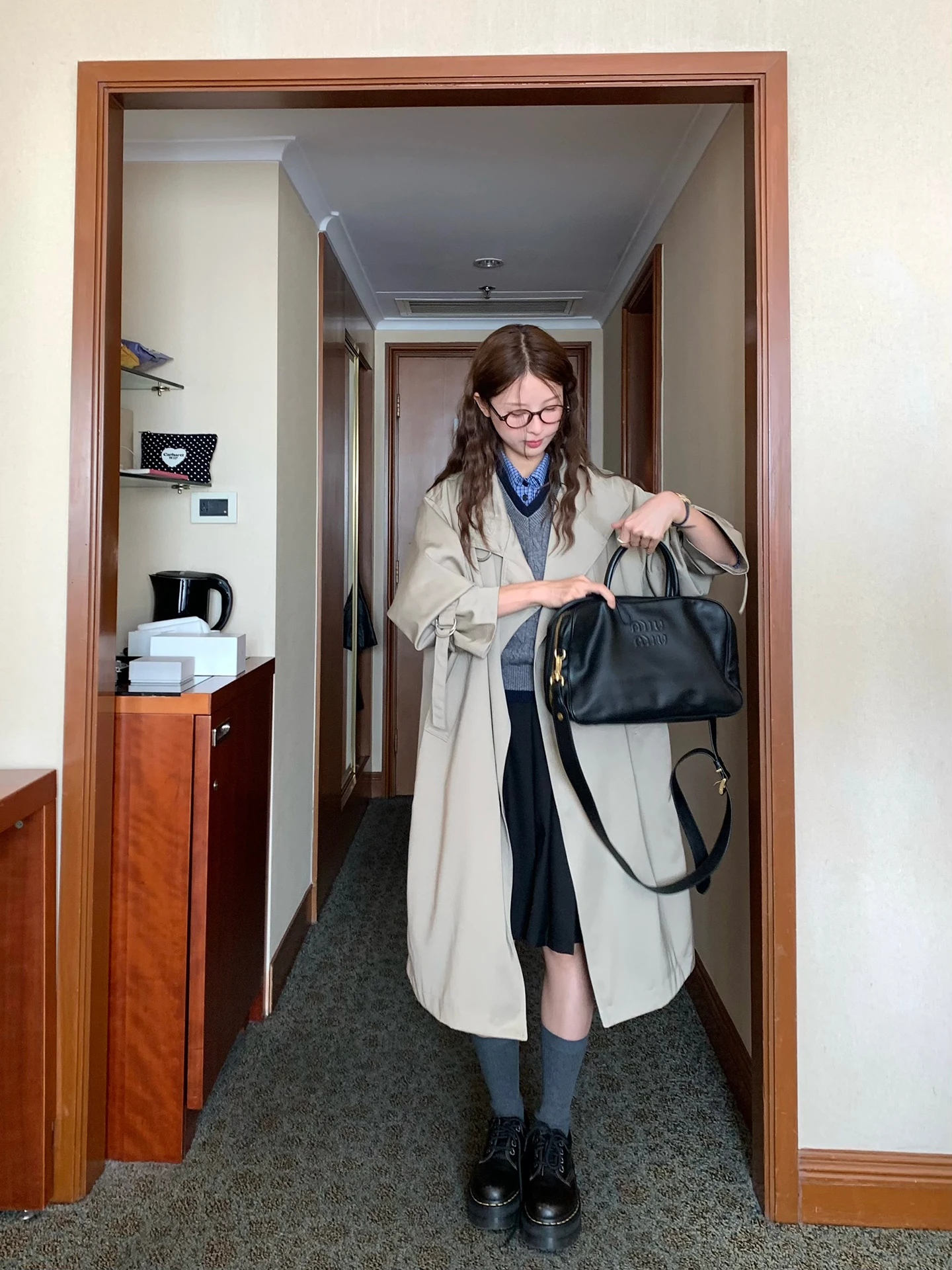 

WHYSTUDIO Korean Sle Classic Long Coat with Belt Loose Fit Stand Collar Briti Sle Outerwear for Women Commute