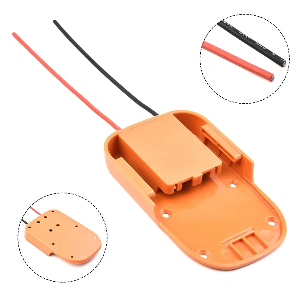 

Hot Sale Battery Adapter Power Dock Connector 1 Pcs 12AWG Wire ABS For AEG 18V Power Connectors For RIDGID 18V Industrial Orange
