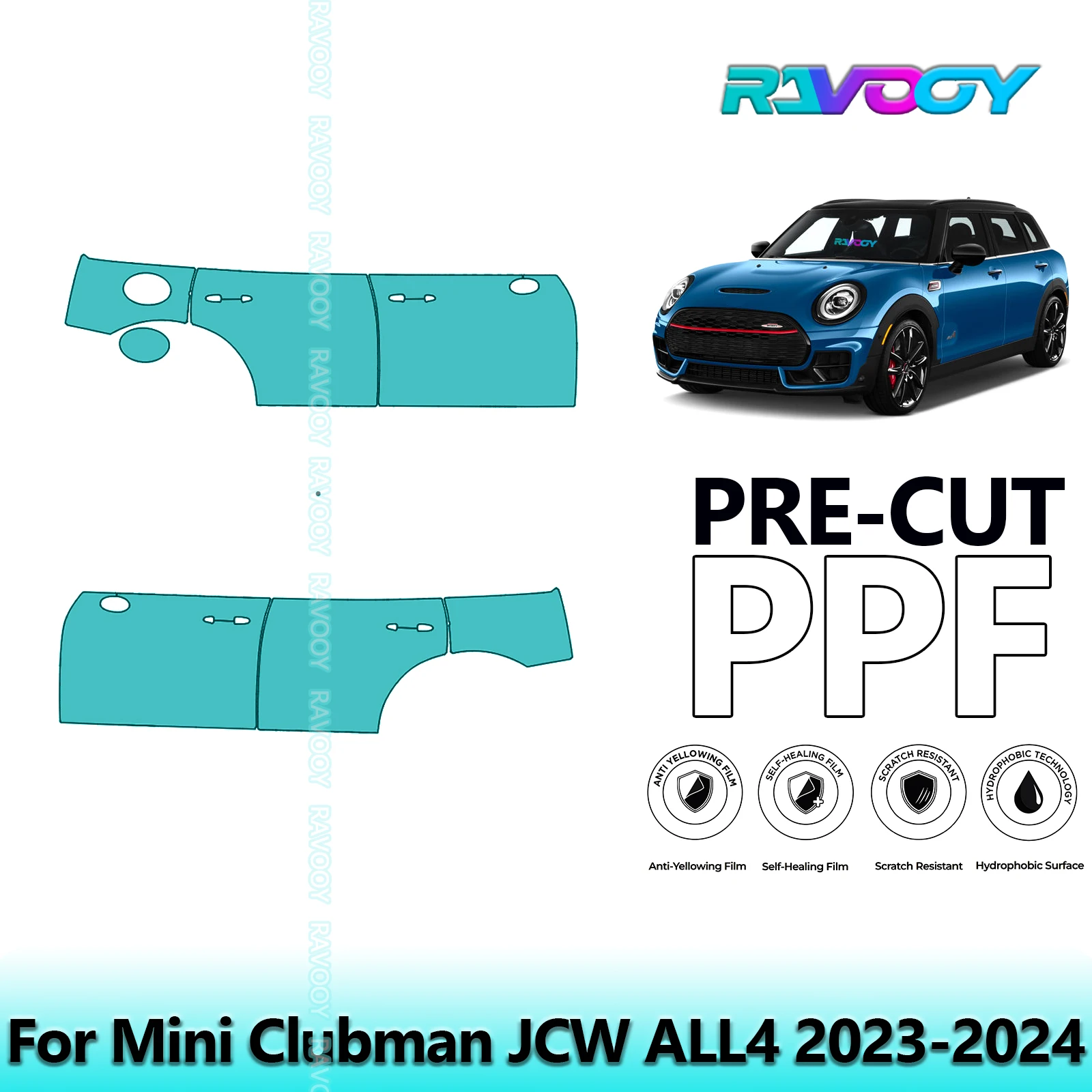 ل Mini Clubman JCW ALL4 2023-2024 8.5mil واضح ماتي قبل قطع باب PPF ومجموعة عمود A/B مجموعة طبقة حماية الطلاء من البولي يوريثان #1
