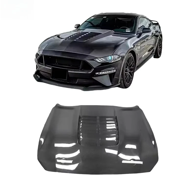 

For Mustang Engine Hood 2015-2023 GT500 Style Carbon Fiber Engine Cover Replacement Direct Fit Lightweight Bonnet