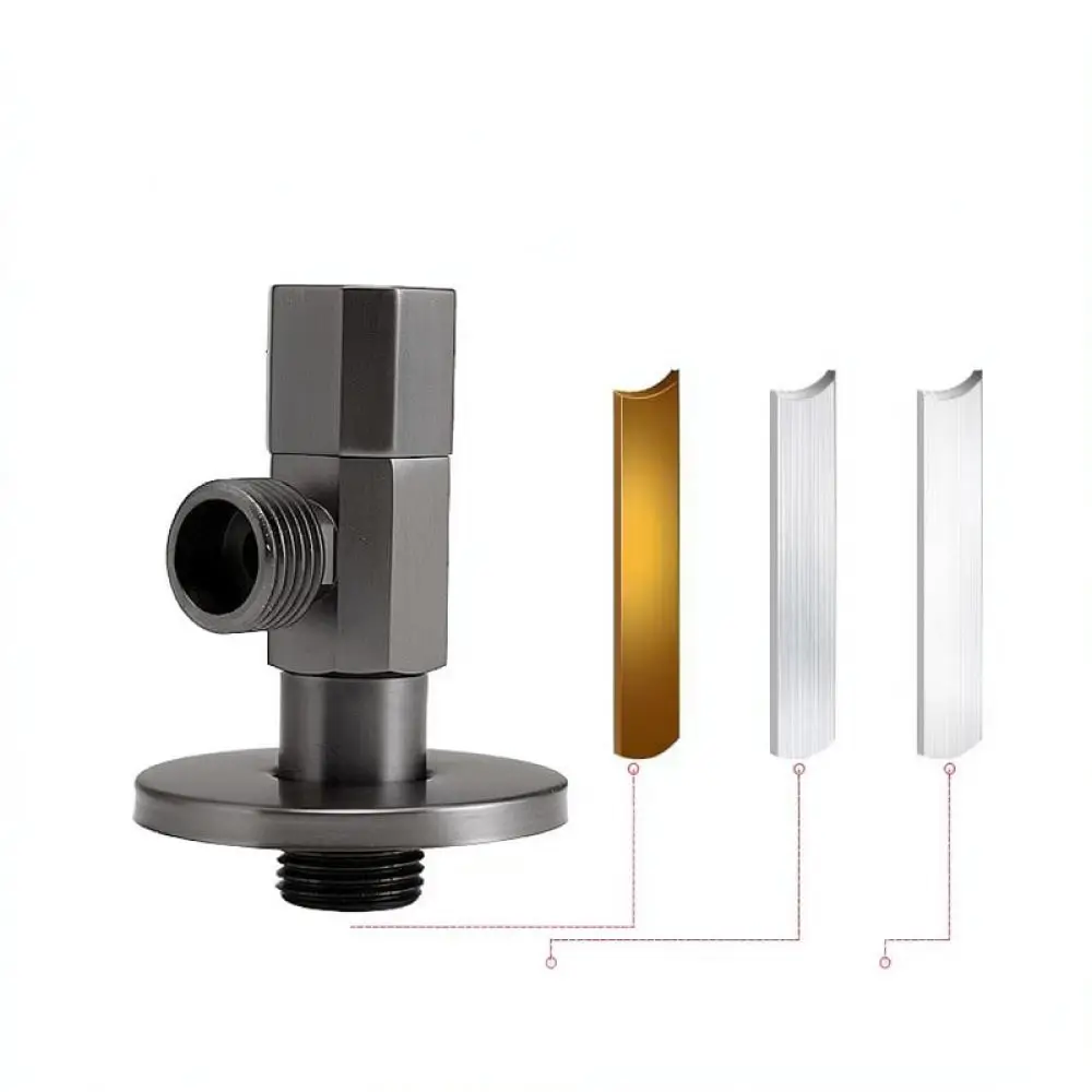 Durable Solid Brass Corner Stop Valve Gunmetal Gray Surface Water Flow Control Valve For Bathroom Basin Toilet