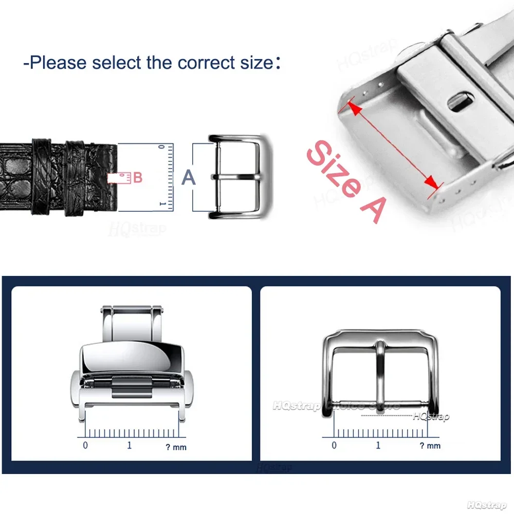 High Quality Button Double Press Folding Turtle Back Buckle Stainless Steel Buckles Silver 18mm 20mm 22mm Watch Strap Clasp