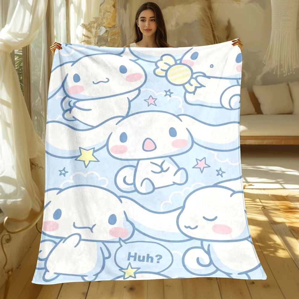 Cinnamoroll sanrio Cartoon Printed Flannel Blanket.Sofa .Bedroom.Bed Home Office Nap Blanket Car. Travel Picnic Blankets Gift