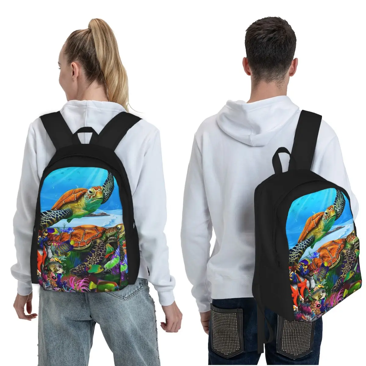 Amazing Undersea Turtles Student Backpack School Bag Hiking Travel Daypack for Boys Girls Fashion Bookbag Shoulder Bags