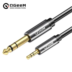 Qgeem-デニムアンプアダプター,3.5〜6.35mm,CDプレーヤー,金メッキ,3.5ジャックから6.5ジャック,オスケーブル